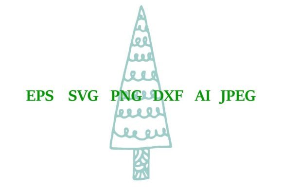 Boho Christmas Tree Doodle Clipart for Illustrations