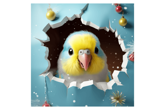 Christmas Budgeriar Broken Wall 5 Illustrations for Publishers