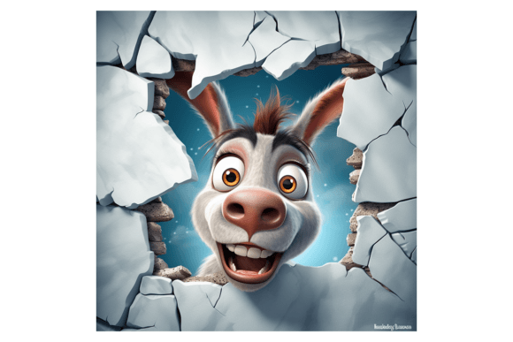 Christmas Donkey Broken Wall Illustrations for Modern Blogs