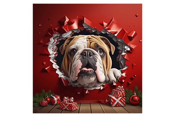 Christmas English Bulldog Broken Wall 2: Illustrations for Branding