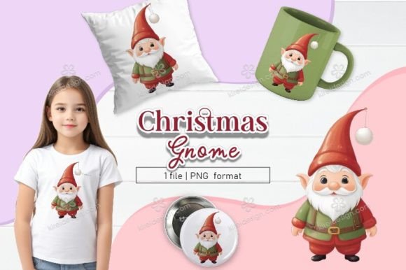 Christmas Gnome Sublimation Clipart_09: Festive Illustrations for Crafters