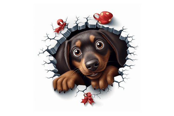 Christmas Sausage Dog Broken Wall Illustrations Review