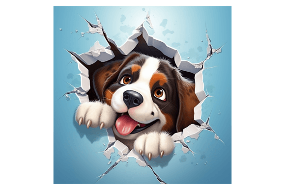 Christmas St Bernard Dog Broken Wall 2 Illustrations Review