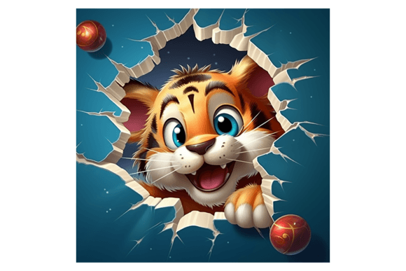 Christmas Tiger Broken Wall 1: Premium Illustrations for Bold Campaigns