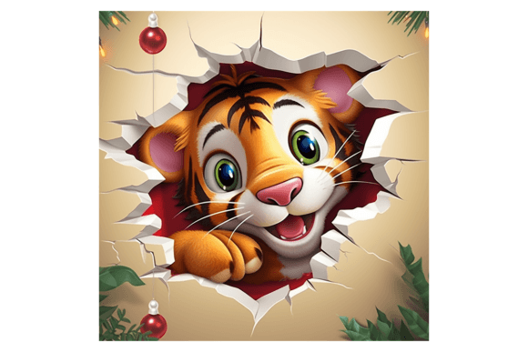 Christmas Tiger Broken Wall 2: Festive Illustrations for Local Brands