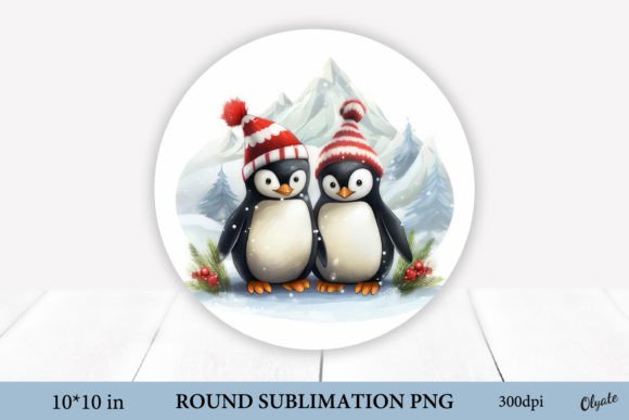 Christmas Two Penguins Round Sign PNG: A Review for Illustrations