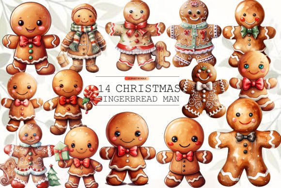 Cute Christmas Gingerbread Man Clipart for Brand Illustrations