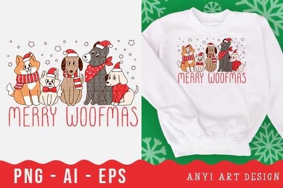 Cute Dogs Christmas Sublimation: Festive Illustrations for Crafters