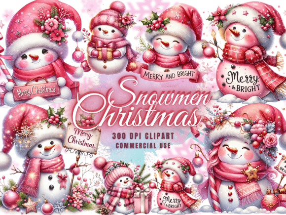 Cute Snowman Clipart - Christmas Clipart for Illustrations