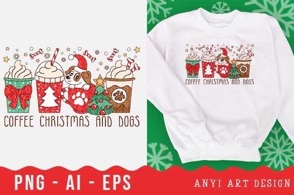 Dog Coffee Christmas Sublimation PNG: A Designer's Review of Festive Illustrations