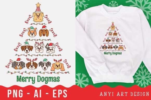 Dogs Christmas Tree Sublimation PNG: A Review for Illustrations