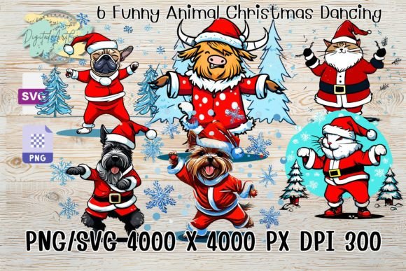 Funny Animal Christmas Dancing Drawing for Illustrations