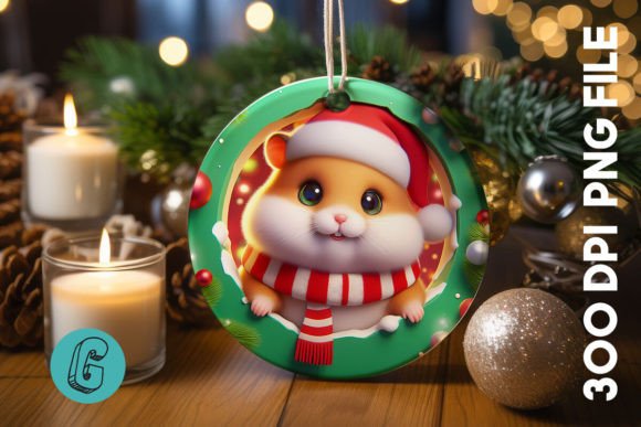 Guinea Pig Christmas Ornament Front 10: Festive Illustrations for Local Brands