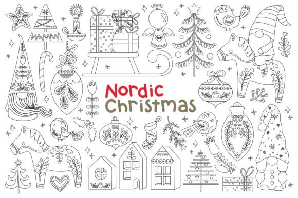 Nordic Christmas Clipart for Modern Illustrations