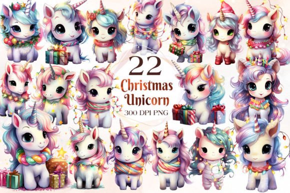 Pastel Christmas Baby Unicorn Clipart Review