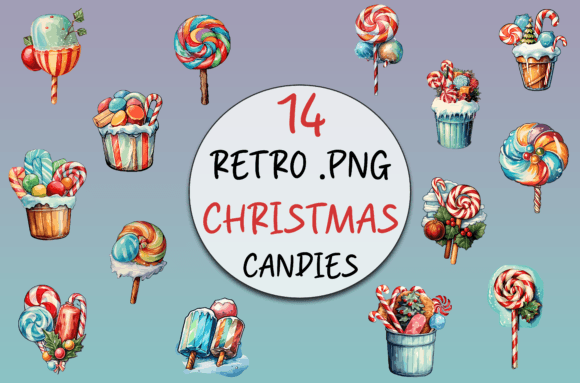 Retro Christmas Cliparts - Sticker Set for Modern Illustrations
