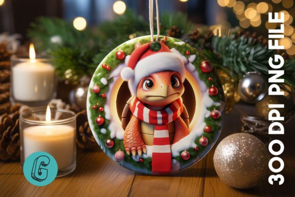 Turtle Christmas Ornament PNG Front 20 for Illustrations
